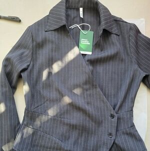 HALARA Charcoal Pinstripe Blazer